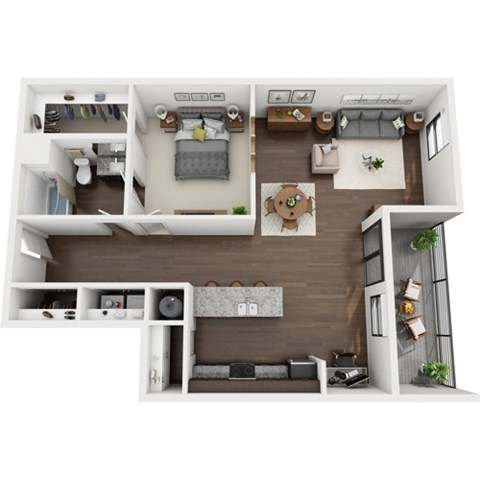 Floor plan for 1 bed, 1 bath, 1084 sqft